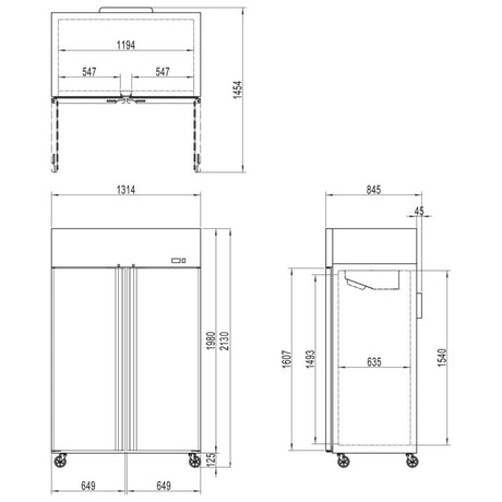Interlevin Double Door Upright Gastronorm Fridge - CAR1250 Refrigeration Uprights - Double Door Tefcold   