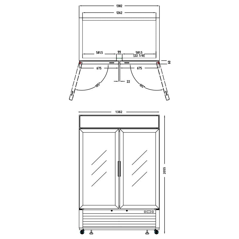 Interlevin Double Door Upright Gastronorm Fridge - LGC5000 Upright Double Glass Door Chillers Tefcold   