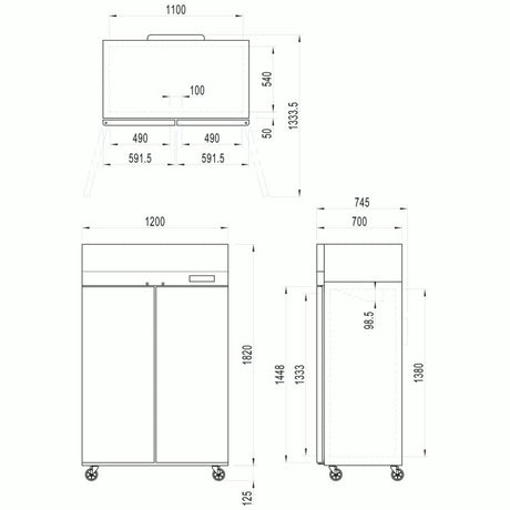 Interlevin Stainless Steel Solid Double Door Upright Fridge - CAR900 Refrigeration Uprights - Double Door Tefcold   