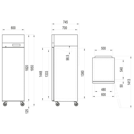 Interlevin Stainless Steel Solid Single Door Upright Fridge - CAR410 Refrigeration Uprights - Single Door Tefcold   