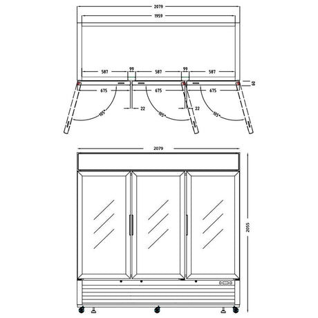 Interlevin Triple Glass Door Display Fridge - LGC7500 Refrigeration Uprights - Triple Door Tefcold   