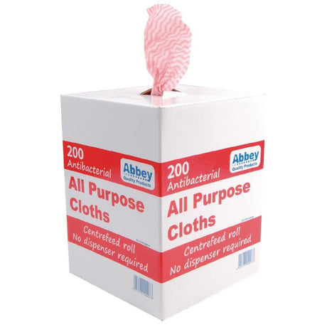 Jantex All-Purpose Antibacterial Cleaning Cloths Red (200 Pack) - DN844