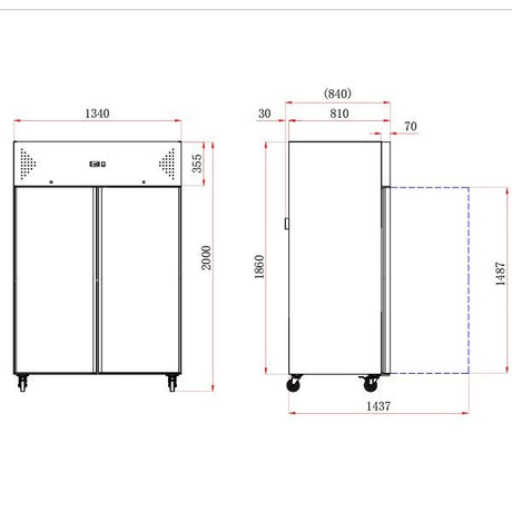 Koldbox 1200 Ltr Upright Double Door Gastronorm Freezer - KXF1200 Refrigeration Uprights - Double Door Koldbox   