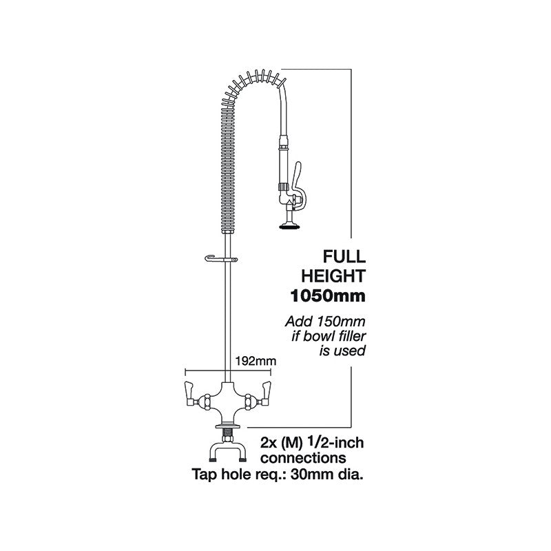 Mechline AJPR20 Aquajet 20 Deck Mounted Pre-Rinse Spray Arm Pre-Rinse Jets & Sprays Mechline   