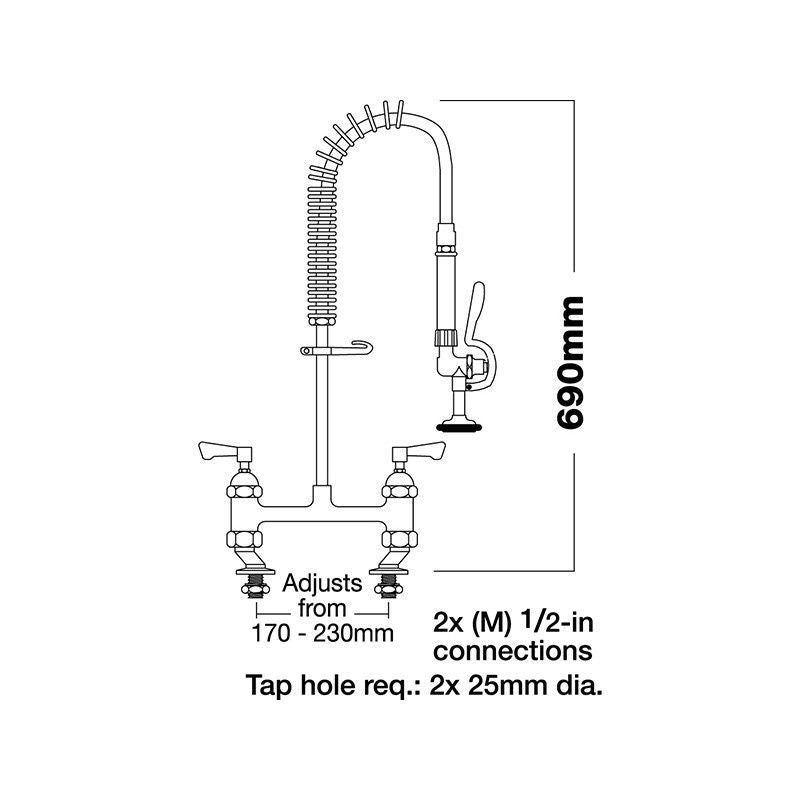 Mechline AquaJet Deck Mounted Pre-Rinse Spray Pre-Rinse Jets & Sprays Mechline   