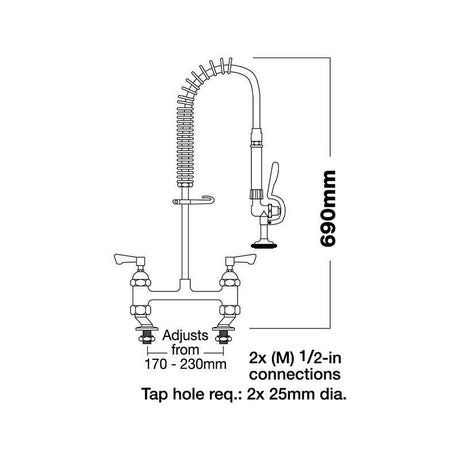 Mechline AquaJet Deck Mounted Pre-Rinse Spray Pre-Rinse Jets & Sprays Mechline   