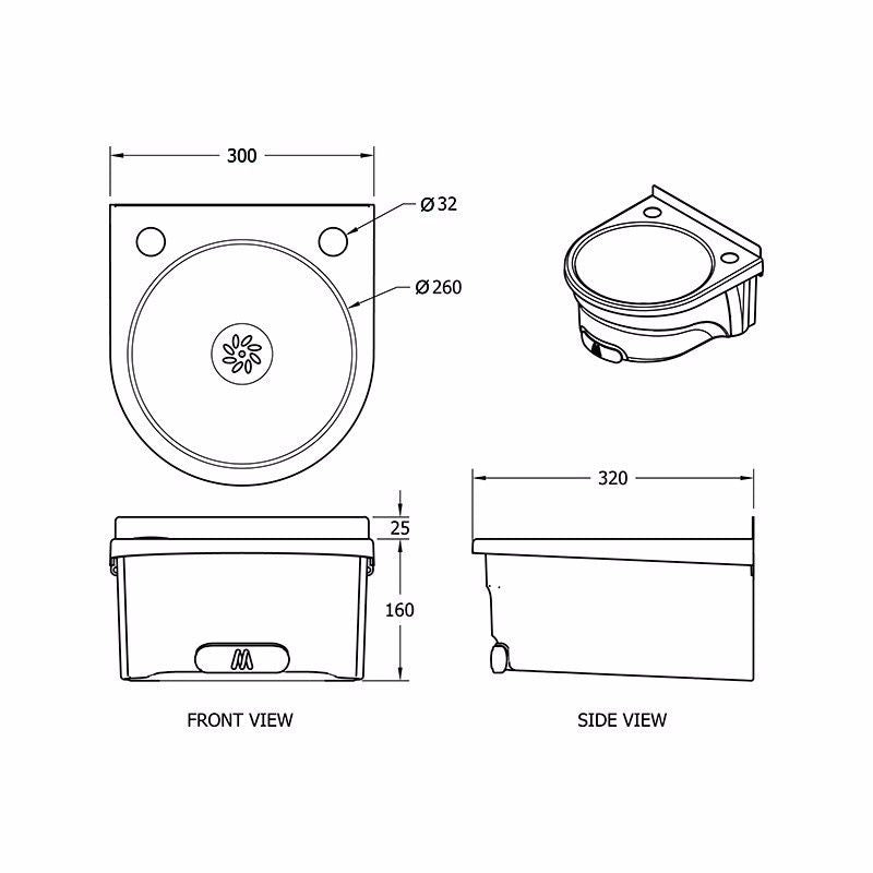 Mechline BasiX BSX-300-CT-D Hand Wash Station With A Pair Of CaterTap 3 Inch Dome Taps Hand Wash Sinks Mechline   