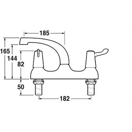 Mechline CaterTap 1/2 Inch Mixer With 3 Inch Levers And Swivel Spout - WRCT-500ML3 Mixer Taps Mechline   