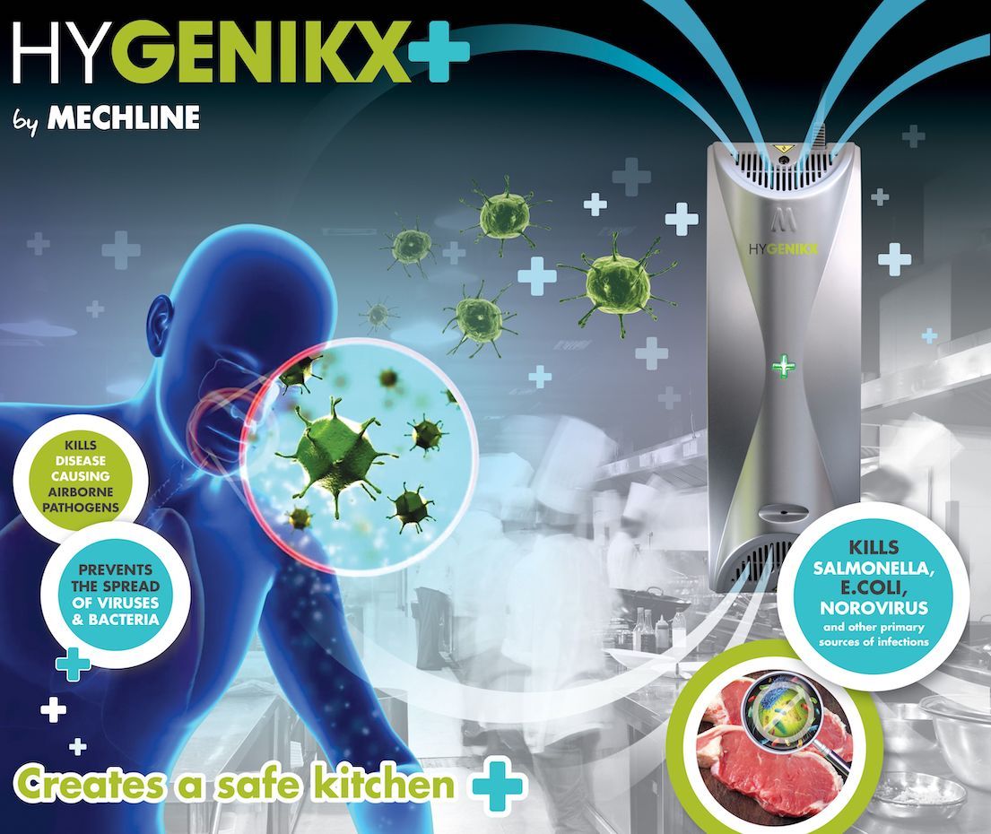Mechline HyGenikx Air & Surface Bacteria & Virus Killer 20m2 Range Food Areas - HGX-W-20-F Bacteria & Virus Air Sterilisers Mechline   