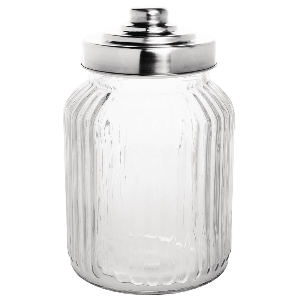 Olympia Ribbed Glass Storage Jar 900ml (Pack of 6) - CM637 Containers & Jars Olympia   