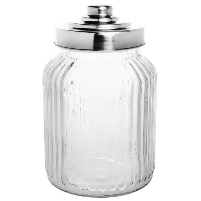 Olympia Ribbed Glass Storage Jar 900ml (Pack of 6) - CM637 Containers & Jars Olympia   