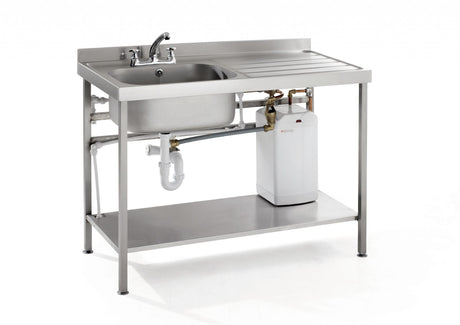 Parry Quick Fit Sink 1200 x 600 Right Hand Drainer With Integral 10Ltr Water Boiler - QFSINK1260R10L Medical & Hygiene Parry   
