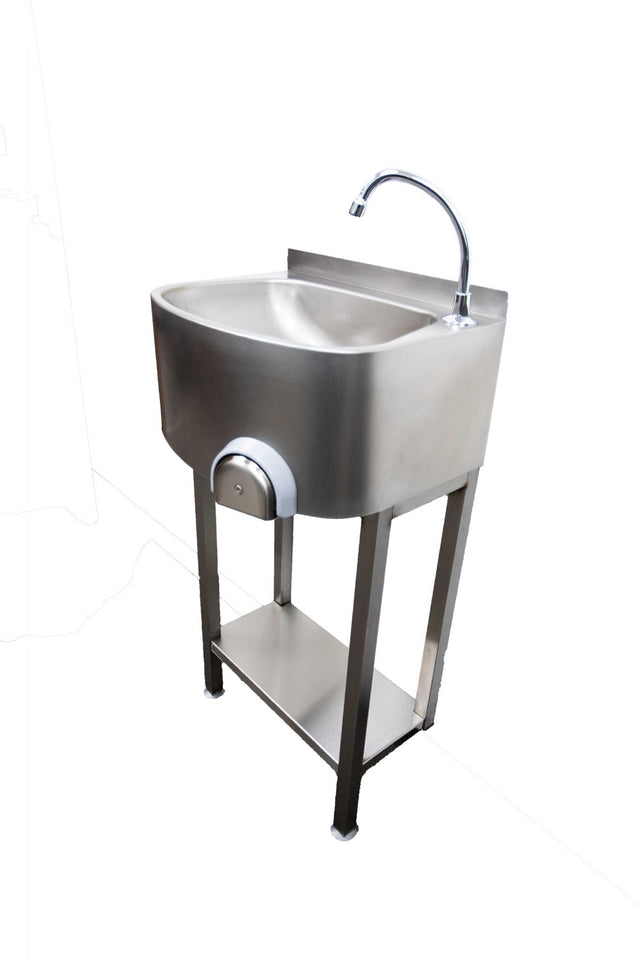 Parry Stainless Steel Freestanding Knee Operated Hand Basin - CWBKNEES Hand Wash Sinks Parry   