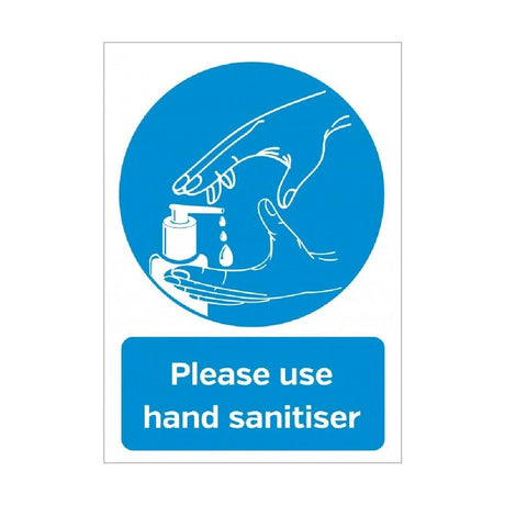 Please Use Hand Sanitiser Self-Adhesive Sign A4 - FN843 Guidance Posters & Floor Graphics Unbranded   
