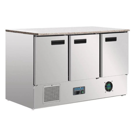 Polar 3 Door Refrigerated Counter with Marble Work Top 368Ltr - CL109