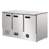 Polar 3 Door Refrigerated Counter with Marble Work Top 368Ltr - CL109 Refrigerated Counters - Triple Door Polar   