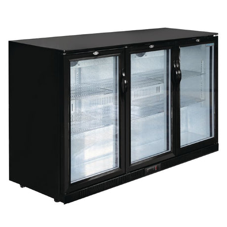 Polar Back Bar Cooler with Sliding Doors in Black 320Ltr - GL013