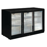 Polar Back Bar Cooler with Sliding Doors in Black 330Ltr - GL006 Triple Door Bottle Coolers Polar   