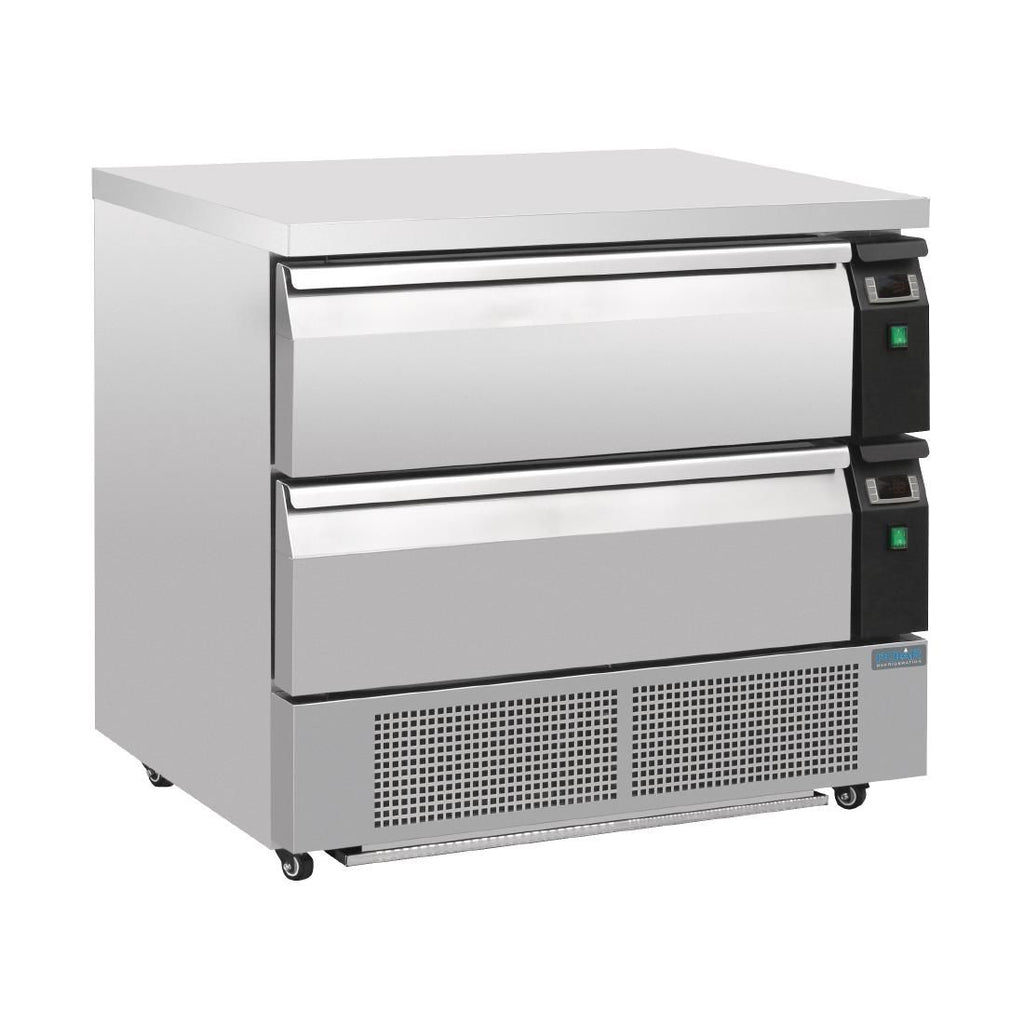 Polar Double Drawer Counter Fridge/Freezer 2xGN - DA996 Counter Fridges With Drawers Polar   