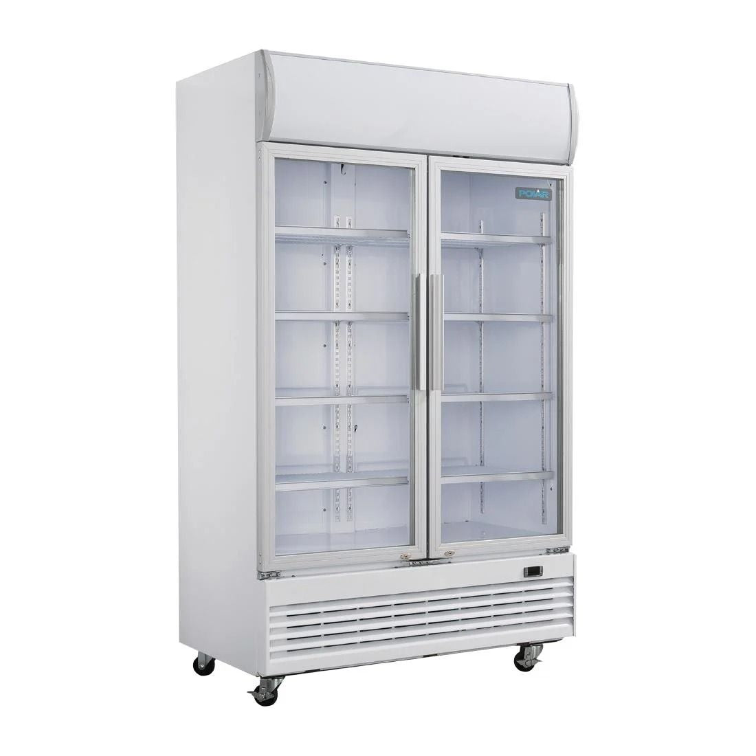 Polar G-Series Upright Display Cooler with Light Box 950Ltr with Hinged Doors - GE580 Upright Double Door Bottle Coolers Polar   