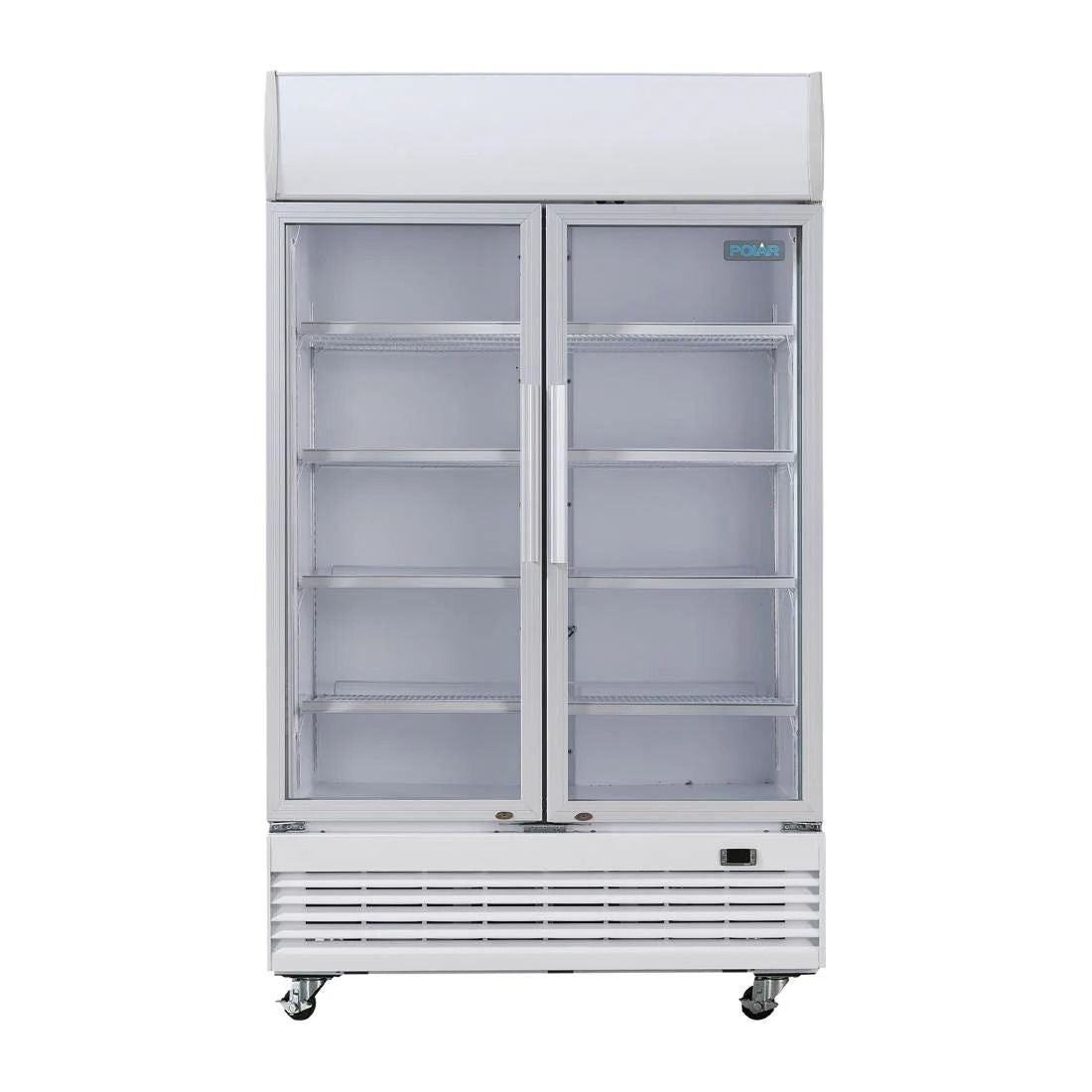 Polar G-Series Upright Display Cooler with Light Box 950Ltr with Hinged Doors - GE580 Upright Double Door Bottle Coolers Polar   