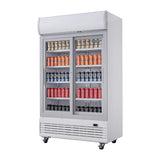 Polar G-Series Upright Display Cooler with Light Box 950Ltr with Sliding Doors - GE581 Upright Double Door Bottle Coolers Polar   