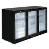 Polar Triple Hinged Door Back Bar Cooler in Black with LED Lighting - GL014