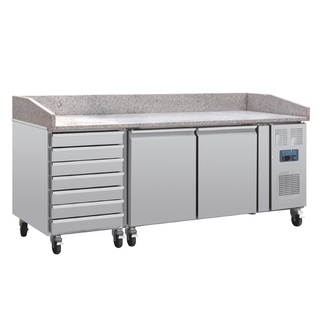 Polar Two Door Pizza Counter with Marble Top and Dough Drawers 290Ltr - CT423
