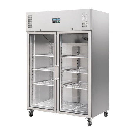 Polar Upright Double Glass Door Gastro Refrigerator 1200Ltr - CW198 Refrigeration Uprights - Double Door Polar   