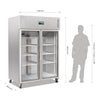 Polar Upright Double Glass Door Gastro Refrigerator 1200Ltr - CW198 Refrigeration Uprights - Double Door Polar   