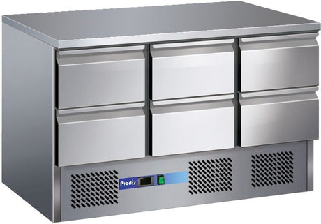 Prodis Compact S903-6D under counter 6 drawer stainless steel refrigerator