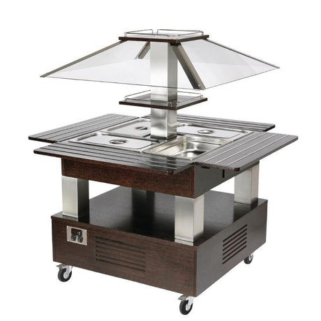 Roller Grill Chilled Salad Bar Square Dark Wood - GP304 Buffet & Salad Bars Roller Grill   