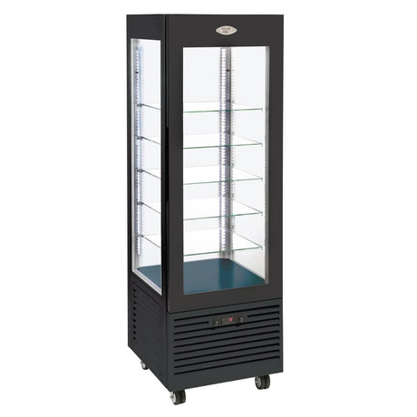 Roller Grill Display Fridge with Fixed Shelves Black - DT734 Refrigerated Floor Standing Display Roller Grill   