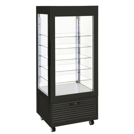 Roller Grill Display Fridge with Fixed Shelves Black - DT737 Refrigerated Floor Standing Display Roller Grill   