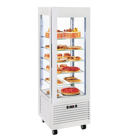 Roller Grill Display Fridge with Fixed Shelves White - DT735 Refrigerated Floor Standing Display Roller Grill   