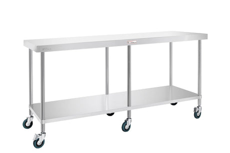 Simply Stainless Centre Table with Castors 1800mm - SS031800 Stainless Steel Tables with Castors Simply Stainless   