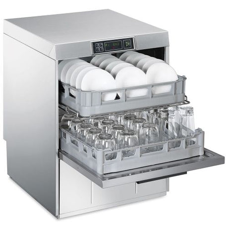 Smeg Commercial Twin Basket Undercounter Dishwasher with Integrated Water Softener - UD512DSUK Dishwashers Smeg   