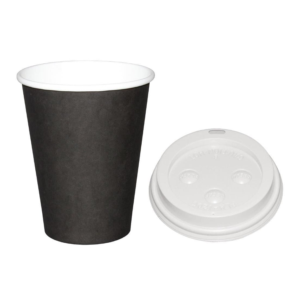 Special Offer  Fiesta Black 225ml Hot Cups and White Lids (Pack of 1000) - SA435