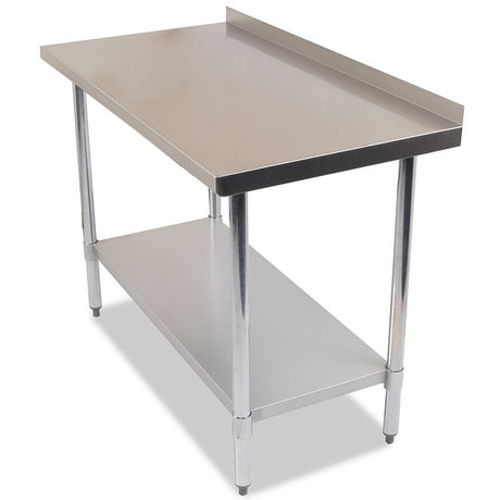 Empire 1200mm Stainless Steel Wall Prep Table with Upstand & Undershelf Commercial Kitchen Bench - SSWT-120 Stainless Steel Wall Tables Empire
