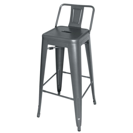 Steel Bistro High Stool with Back Rest (Pack of 4) - DM935