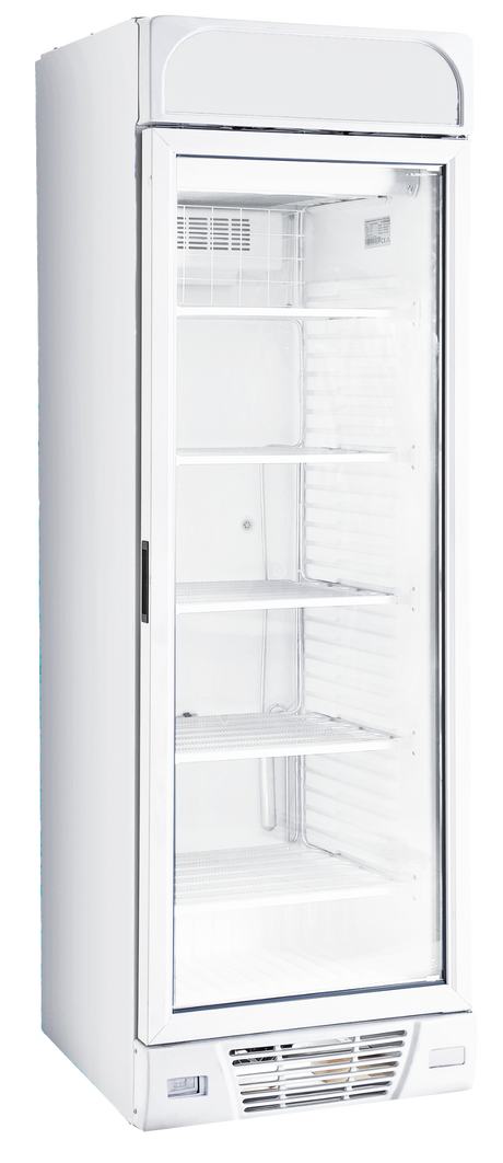 Sterling Pro BBVF372 White Upright Glass Door Display Freezer 382 Litres
