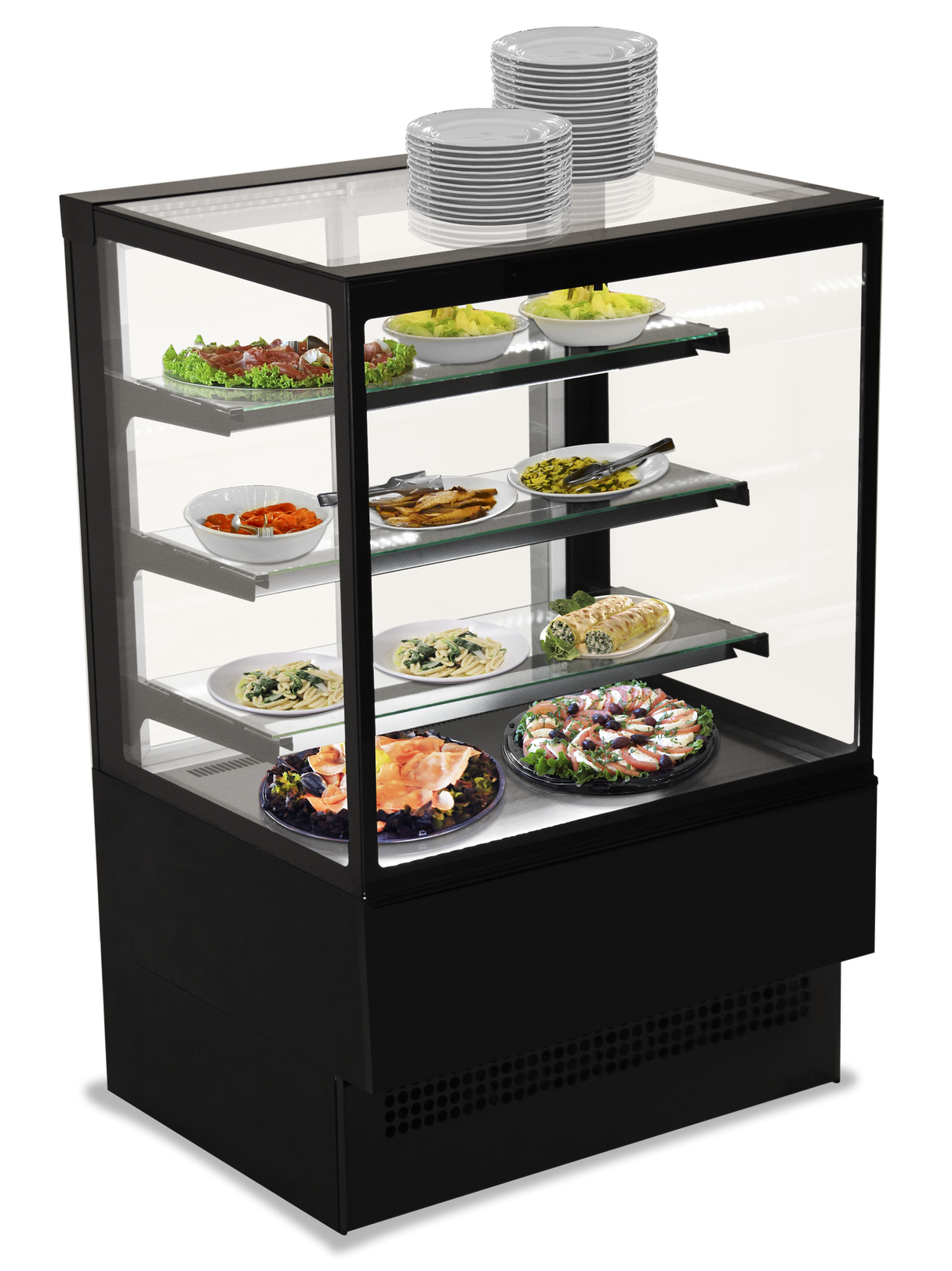 Sterling Pro Black Self Service Patisserie Counter 1.5m Square Glass - EVO-K150 Standard Serve Over Counters Sterling Pro   