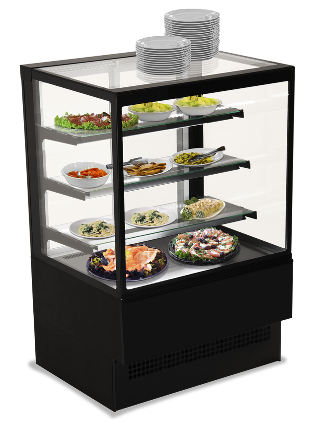 Sterling Pro Black Self Service Patisserie Counter 1.5m Square Glass - EVO-K150 Standard Serve Over Counters Sterling Pro   