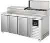 Sterling Pro 3 Door Refrigerated Preparation Counter 1/4 GN x 10 - SPIZ-180 Pizza Prep Counters - 3 Door Sterling Pro   