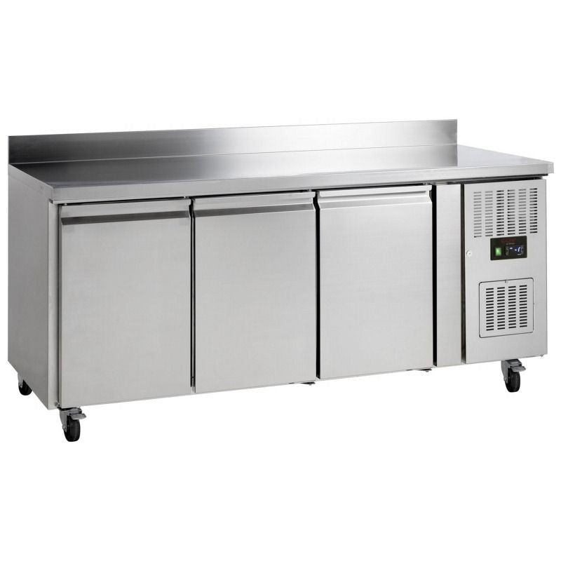 Tefcold 3 Door Gastronorm 1/1 Fan Assisted Refrigerated Prep Counter with Splashback - GC73 SS Refrigerated Counters - Triple Door Tefcold   