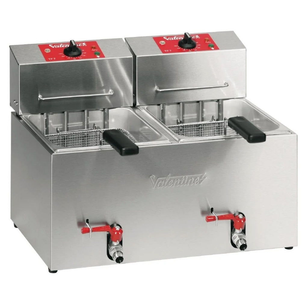 Valentine Twin Tank Countertop Electric Fryer 2x 7Ltr Turbo - TF77T Countertop Electric Fryers Valentine