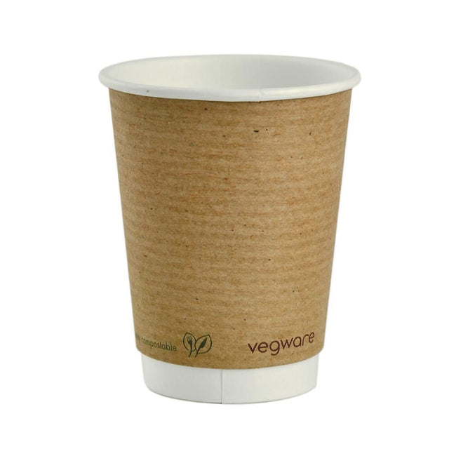 Vegware Compostable Coffee Cups Double Wall 340ml / 12oz (Pack of 500) - GH021 Disposable Cups Vegware   