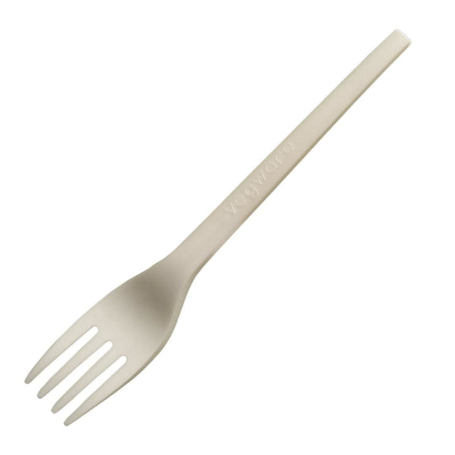 Vegware Lightweight Compostable CPLA Forks White (Pack of 50) - HC605 Disposable Cutlery Vegware   