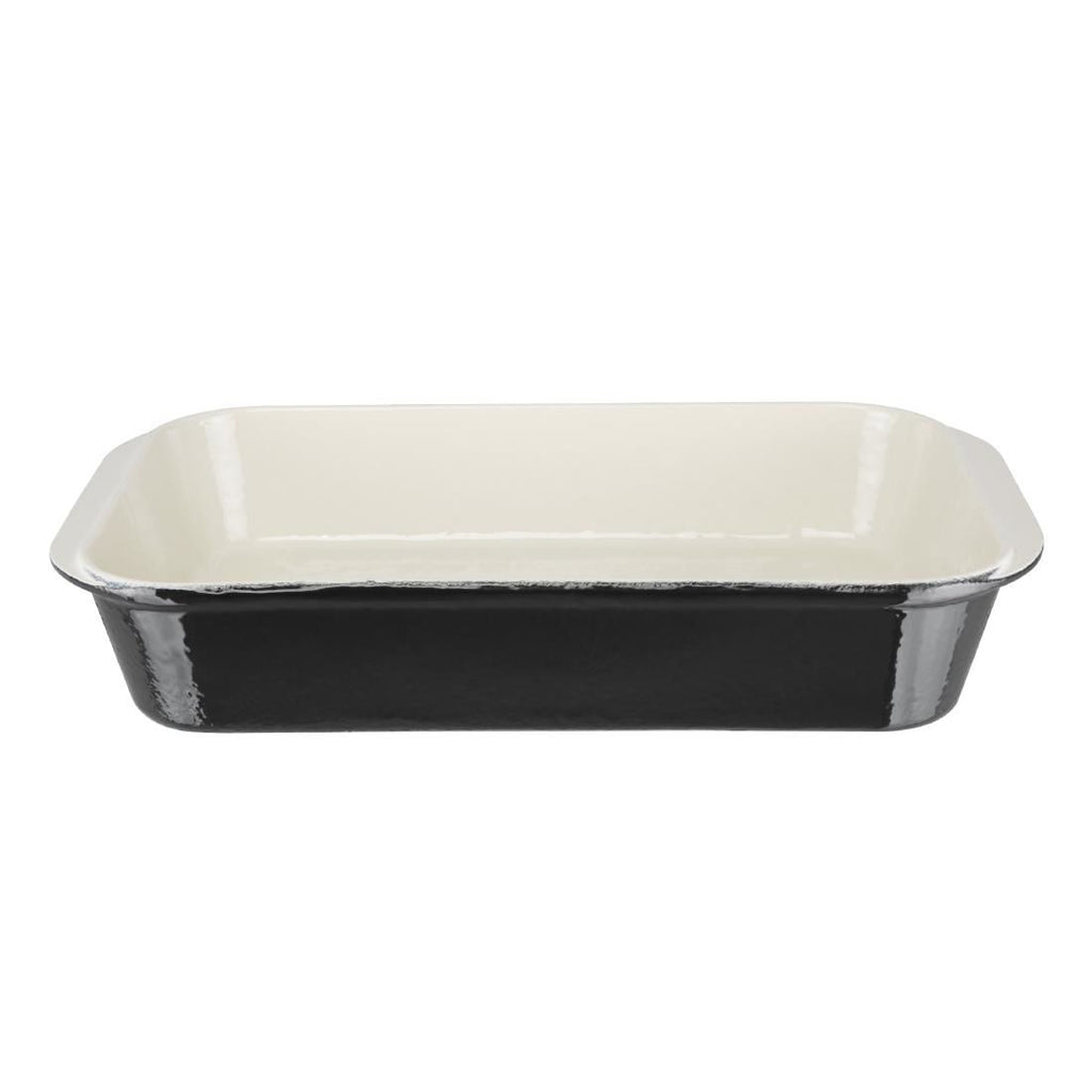Vogue Black Cast Iron Roasting Dish Large - U572 Cast Iron Cookware Vogue
