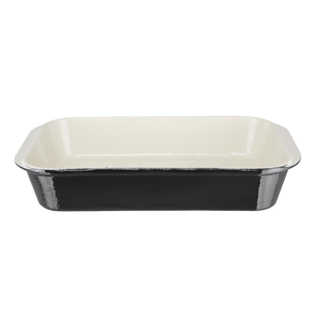 Vogue Black Cast Iron Roasting Dish Large - U572 Cast Iron Cookware Vogue